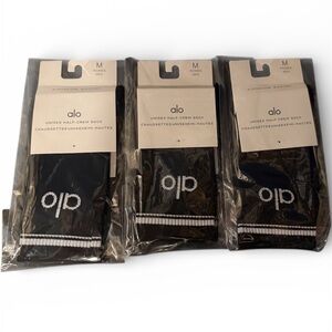 NWT 3 pack black ALO Yoga Black Half-Crew Athletic Socks Unisex M